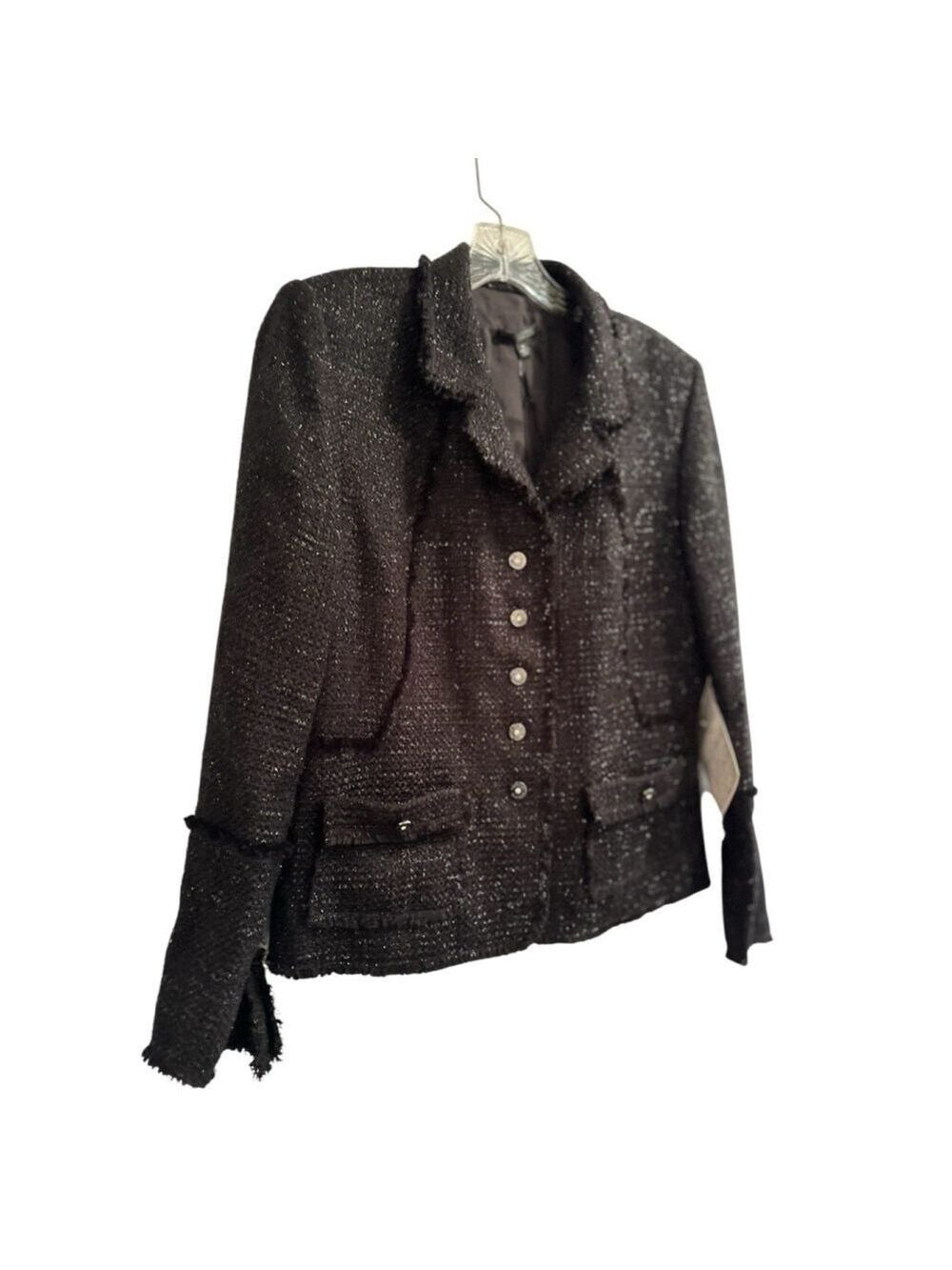Pamela Dennis Couture Blazer Womens 16 Sparkling Black w/ Fancy Buttons NWT